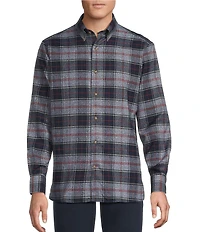 Cremieux Blue Label Dark Plaid Flannel Long Sleeve Woven Shirt