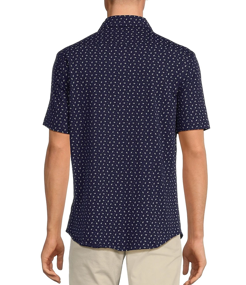 Cremieux Blue Label Diamond Geo Print Jersey Short Sleeve Coatfront Shirt