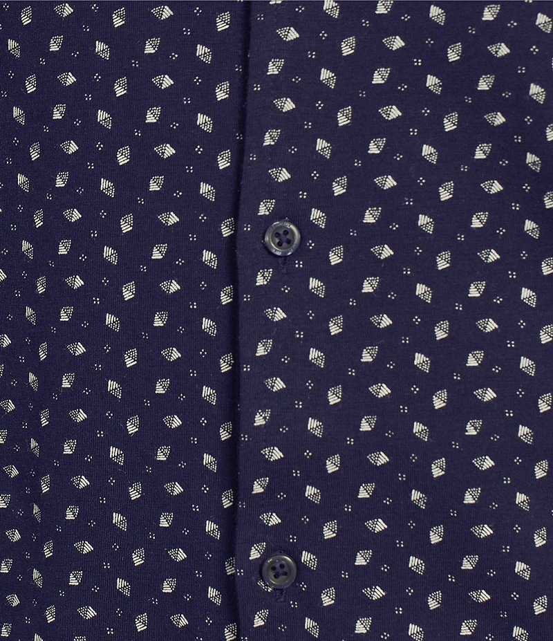 Cremieux Blue Label Diamond Geo Print Jersey Short Sleeve Coatfront Shirt