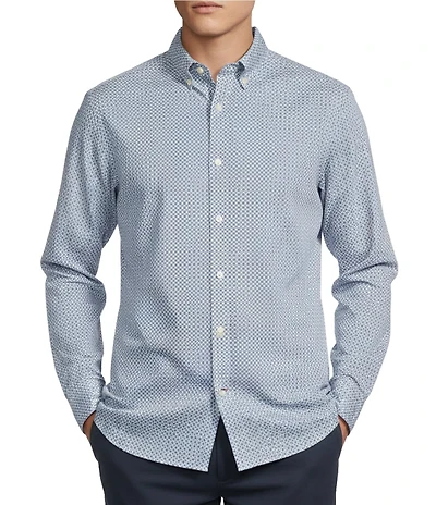 Cremieux Blue Label Diamond Geometric Poplin Long Sleeve Woven Shirt
