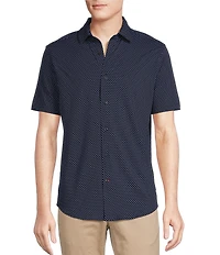 Cremieux Blue Label Dotted Coat Front Knit Short Sleeve Shirt