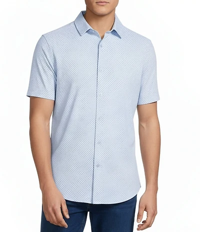 Cremieux Blue Label Dotted Coat Front Knit Short Sleeve Shirt