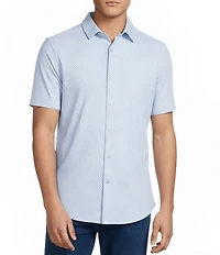 Cremieux Blue Label Dotted Coat Front Knit Short Sleeve Shirt