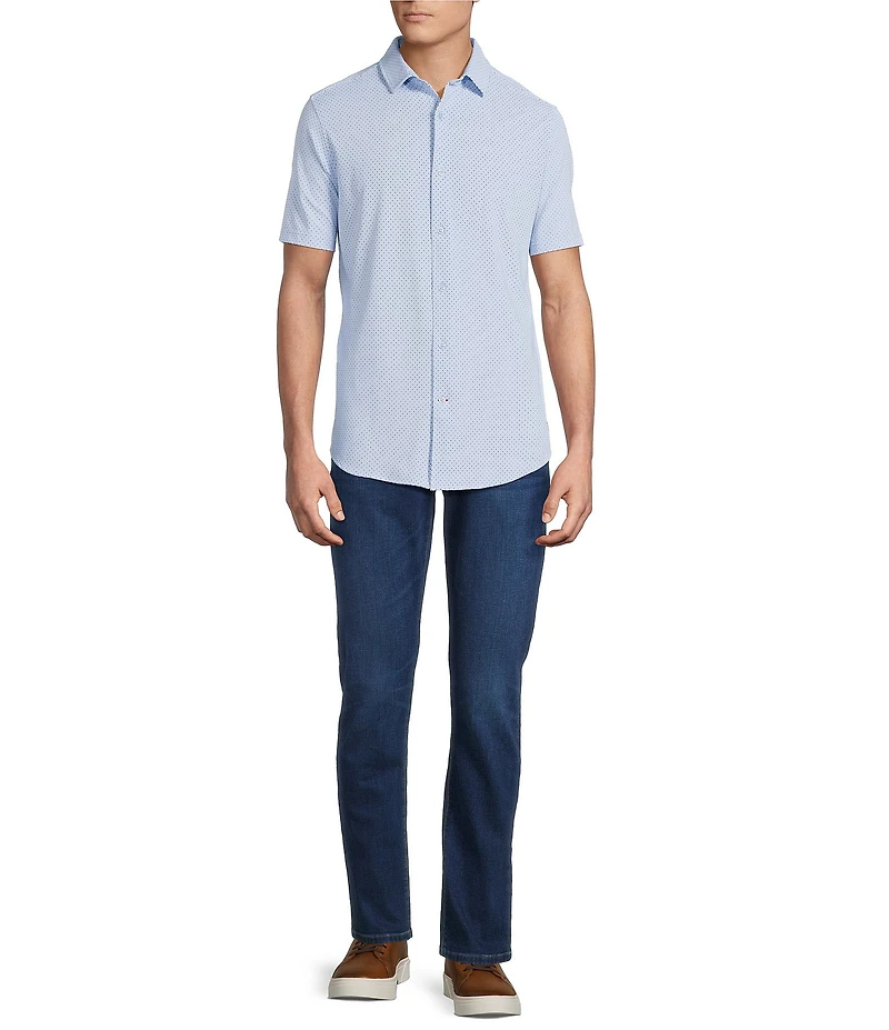 Cremieux Blue Label Dotted Coat Front Knit Short Sleeve Shirt