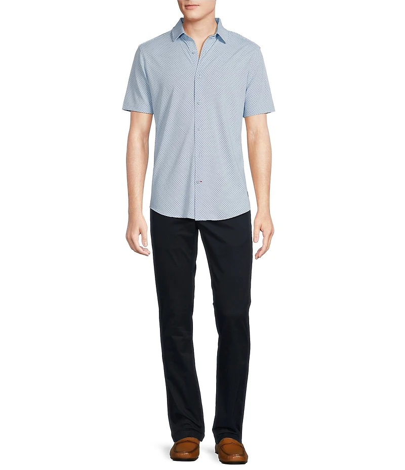 Cremieux Blue Label Dotted Coat Front Knit Short Sleeve Shirt
