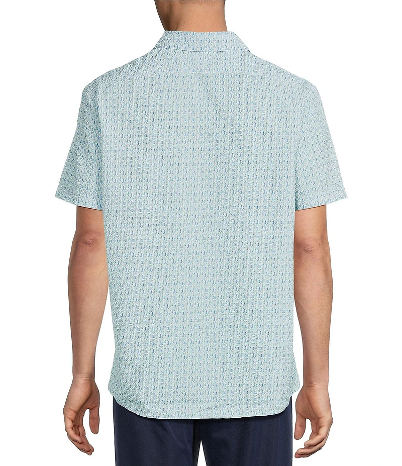 Cremieux Blue Label Drink Print Seersucker Performance Short Sleeve Woven Shirt