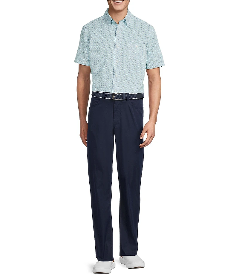Cremieux Blue Label Drink Print Seersucker Performance Short Sleeve Woven Shirt