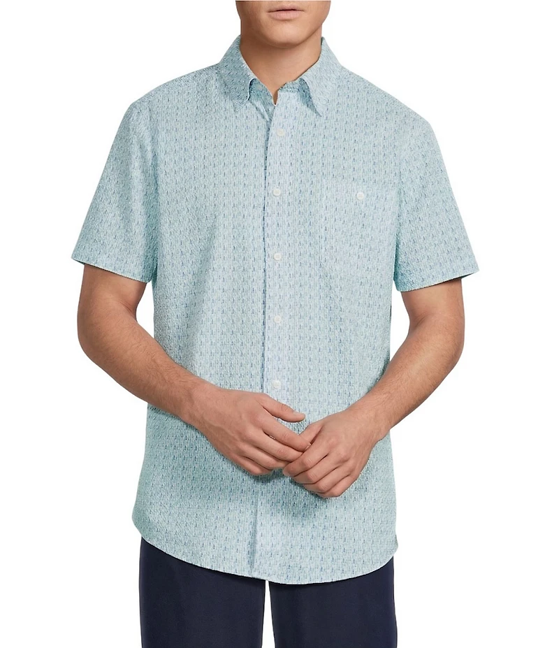 Cremieux Blue Label Drink Print Seersucker Performance Short Sleeve Woven Shirt
