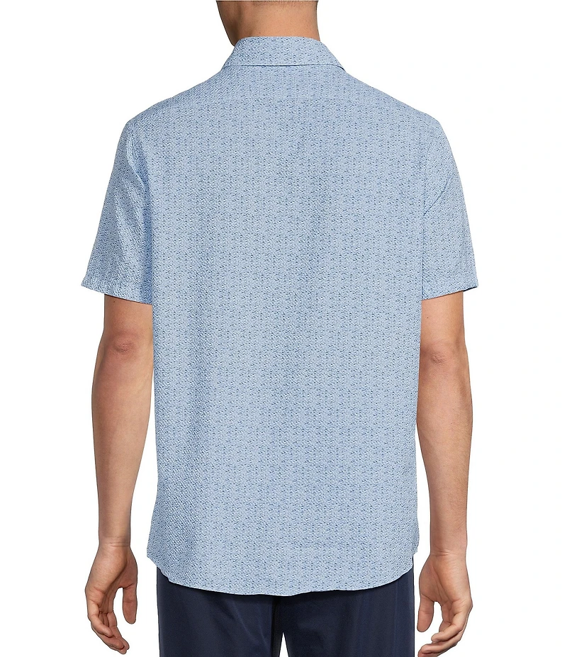 Cremieux Blue Label Fish Print Seersucker Performance Short Sleeve Button Front Woven Shirt