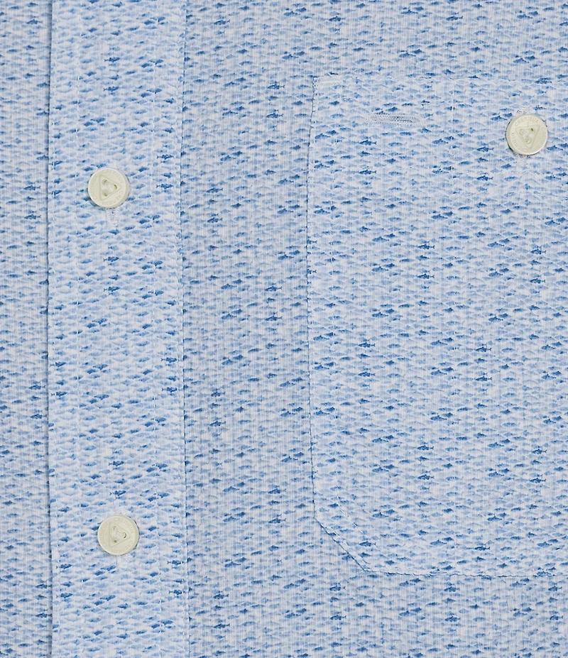 Cremieux Blue Label Fish Print Seersucker Performance Short Sleeve Button Front Woven Shirt