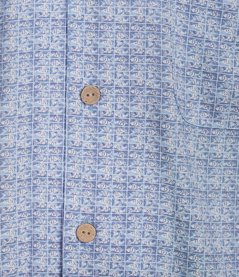 Cremieux Blue Label Fish Print Short Sleeve Woven Camp Shirt