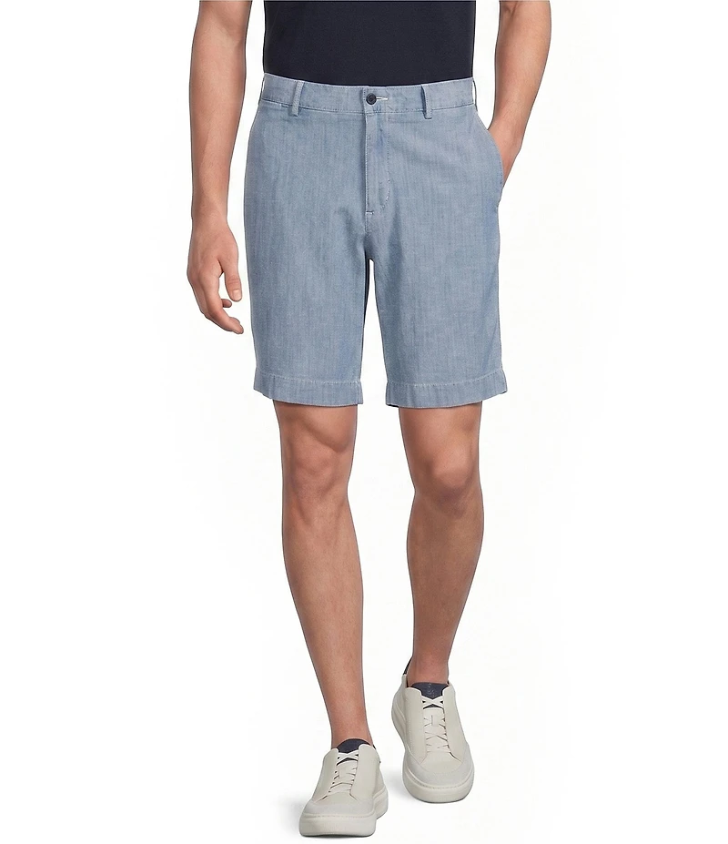 Cremieux Blue Label Flat Front Madison 9#double; Inseam Chambray Shorts