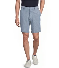 Cremieux Blue Label Flat Front Madison 9#double; Inseam Chambray Shorts
