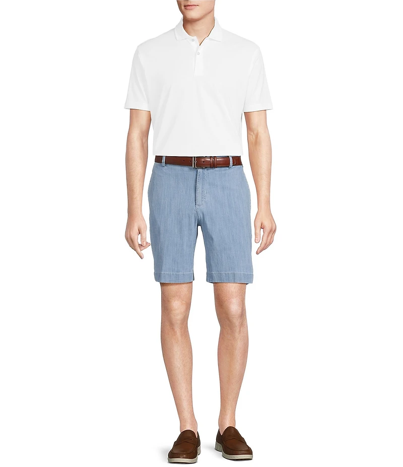Cremieux Blue Label Flat Front Madison Chambray Denim 9#double; Inseam Shorts
