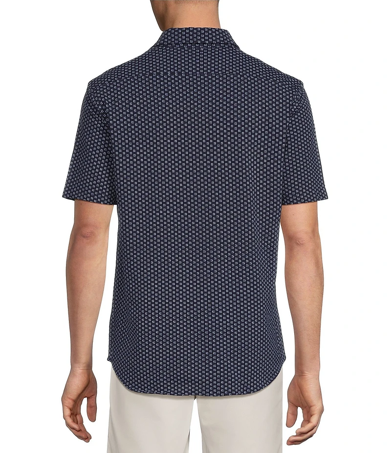 Cremieux Blue Label Floral Geometric Print Short Sleeve Coat Front Shirt