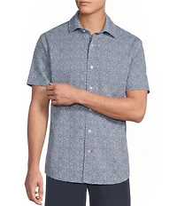 Cremieux Blue Label Floral Knit Oxford Short Sleeve Woven Shirt
