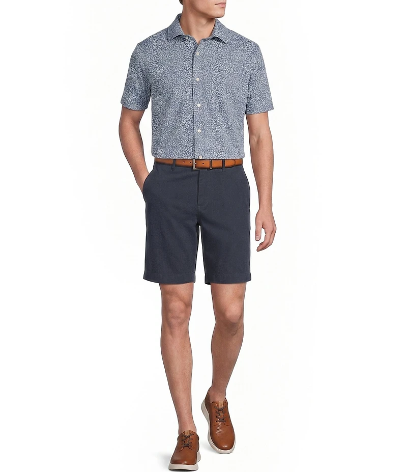Cremieux Blue Label Floral Knit Oxford Short Sleeve Woven Shirt