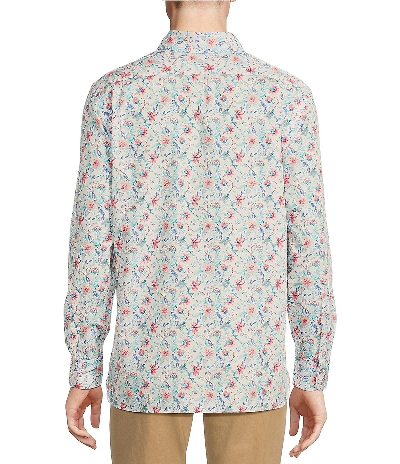 Cremieux Blue Label Floral Print Poplin Long Sleeve Woven Shirt