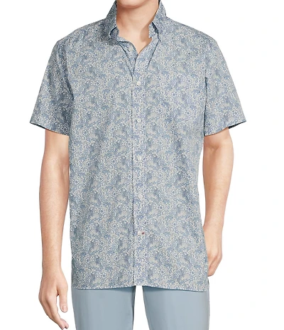 Cremieux Blue Label Floral Print Poplin Short Sleeve Woven Shirt