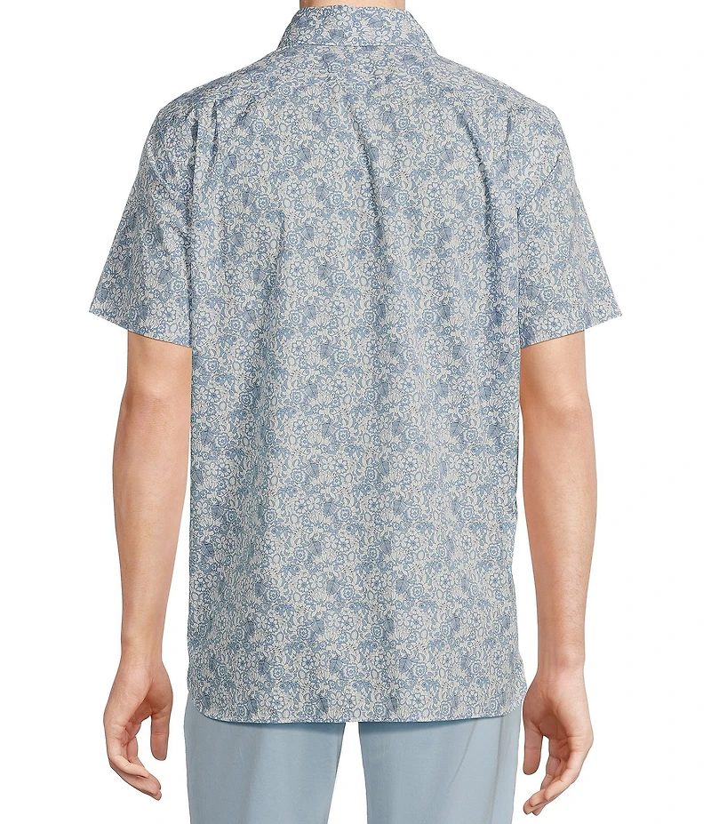 Cremieux Blue Label Floral Print Poplin Short Sleeve Woven Shirt