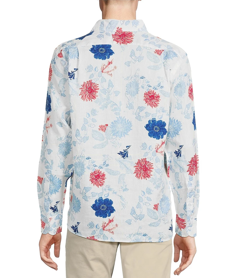 Cremieux Blue Label French Linen Floral Print Long Sleeve Woven Shirt