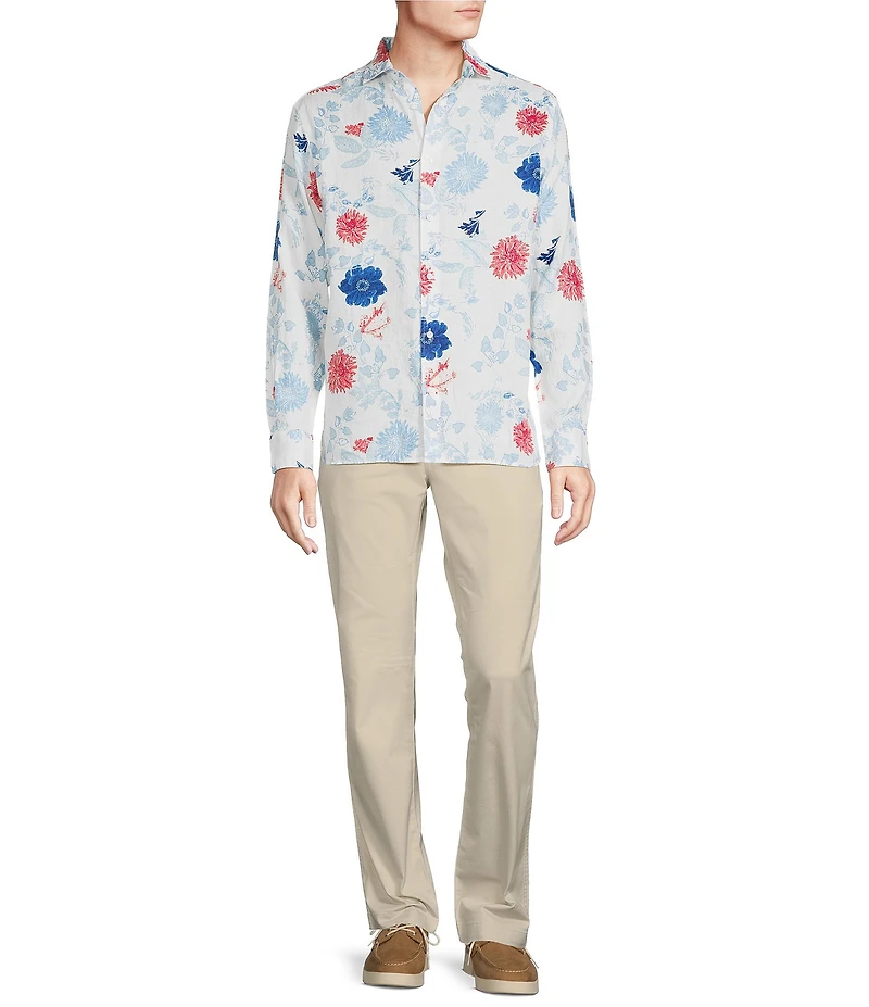 Cremieux Blue Label French Linen Floral Print Long Sleeve Woven Shirt