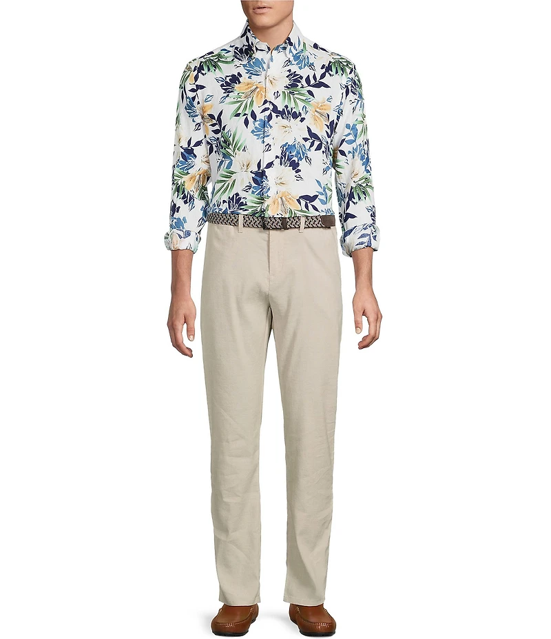 Cremieux Blue Label French Linen Floral Print Long Sleeve Woven Shirt