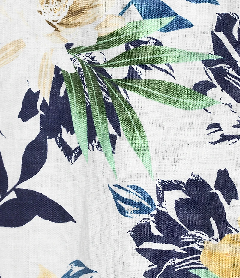 Cremieux Blue Label French Linen Floral Print Long Sleeve Woven Shirt