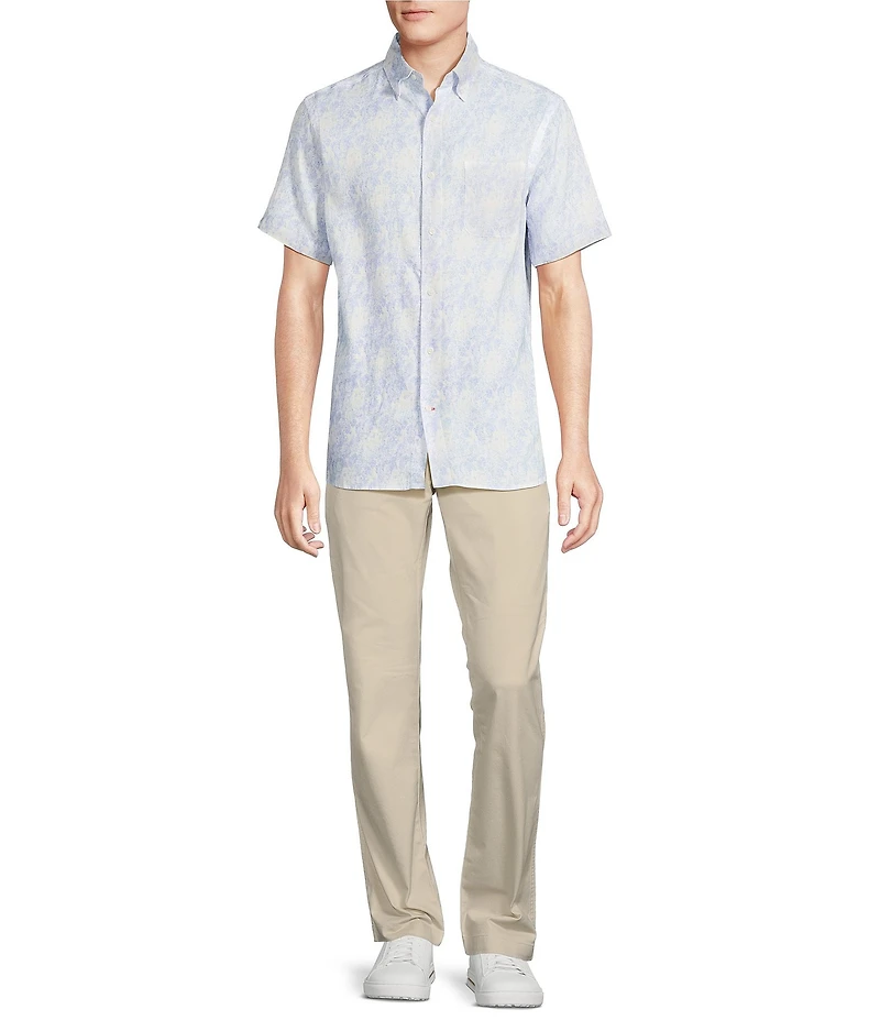 Cremieux Blue Label French Linen Floral Print Short Sleeve Woven Shirt