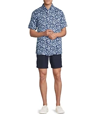 Cremieux Blue Label French Linen Floral Print Short Sleeve Woven Shirt