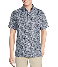 Cremieux Blue Label French Linen Paisley Print Short Sleeve Woven Shirt