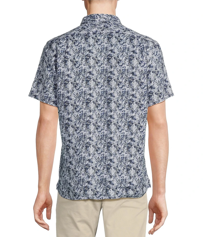 Cremieux Blue Label French Linen Paisley Print Short Sleeve Woven Shirt