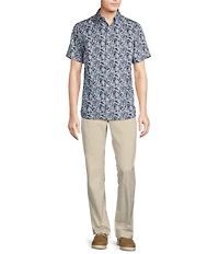 Cremieux Blue Label French Linen Paisley Print Short Sleeve Woven Shirt