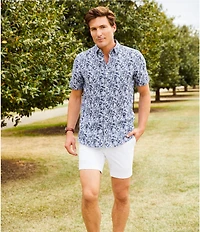 Cremieux Blue Label French Linen Paisley Print Short Sleeve Woven Shirt