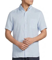 Cremieux Blue Label French Linen Pineapple Print Short Sleeve Woven Shirt