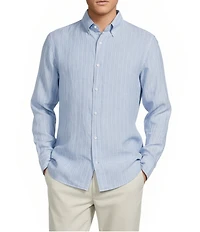 Cremieux Blue Label French Linen Pinstripe Long Sleeve Woven Shirt