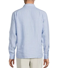 Cremieux Blue Label French Linen Pinstripe Long Sleeve Woven Shirt