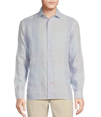 Cremieux Blue Label French Linen Plaid Long Sleeve Woven Shirt