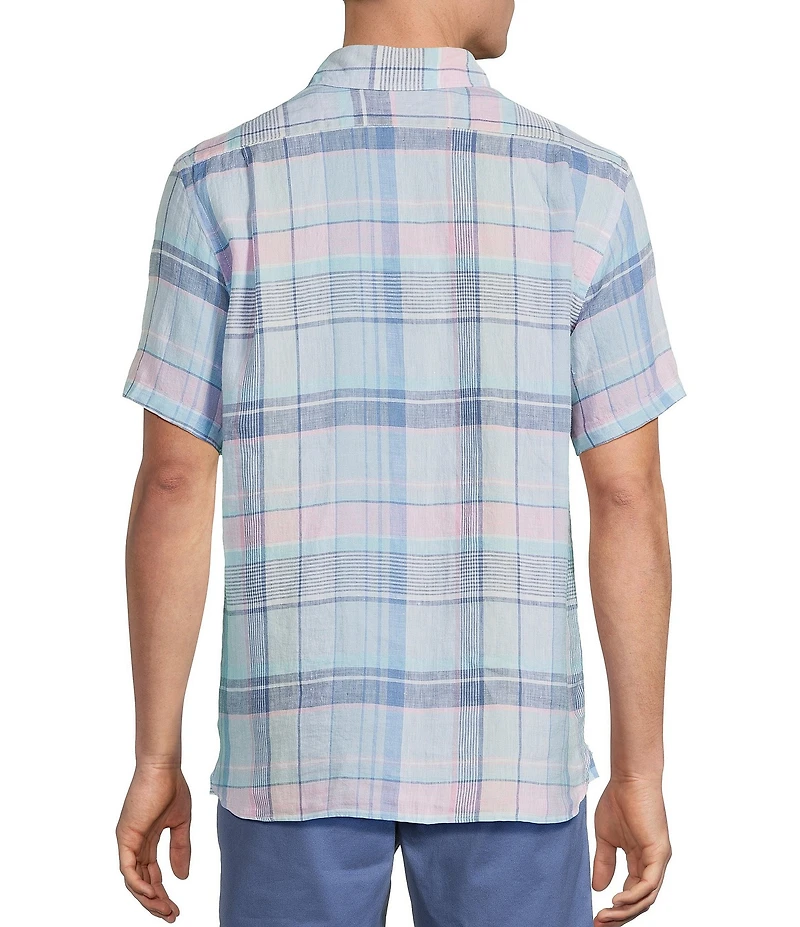 Cremieux Blue Label French Linen Plaid Short Sleeve Woven Shirt