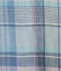 Cremieux Blue Label French Linen Plaid Short Sleeve Woven Shirt