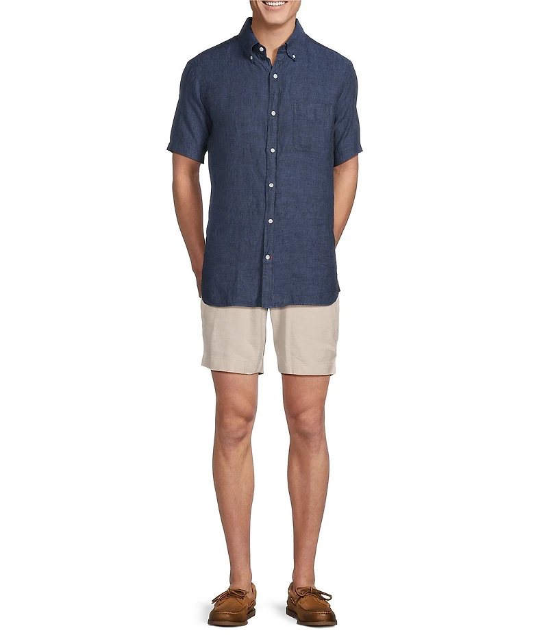 Cremieux Blue Label French Linen Solid Short Sleeve Woven Shirt