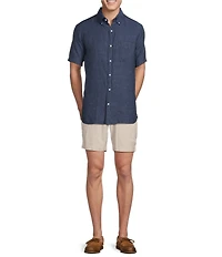 Cremieux Blue Label French Linen Solid Short Sleeve Woven Shirt