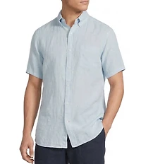 Cremieux Blue Label French Linen Solid Short Sleeve Woven Shirt