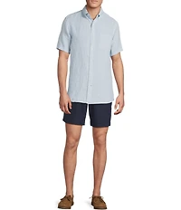 Cremieux Blue Label French Linen Solid Short Sleeve Woven Shirt