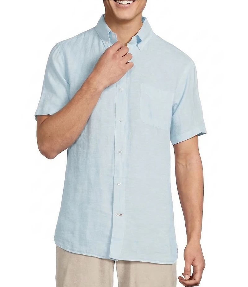 Cremieux Blue Label French Linen Solid Short Sleeve Woven Shirt