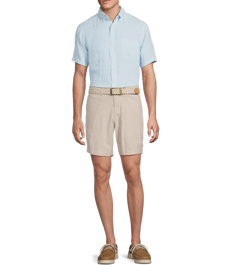 Cremieux Blue Label French Linen Solid Short Sleeve Woven Shirt