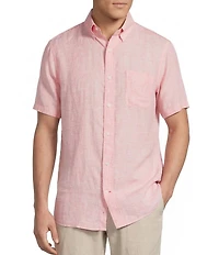 Cremieux Blue Label French Linen Solid Short Sleeve Woven Shirt