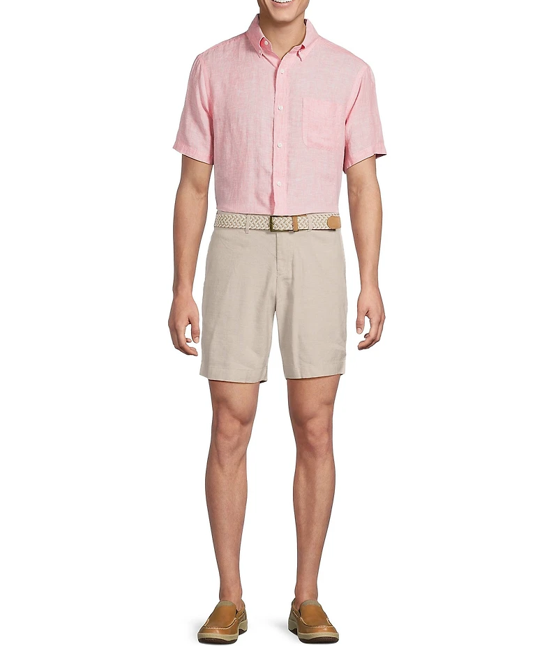 Cremieux Blue Label French Linen Solid Short Sleeve Woven Shirt