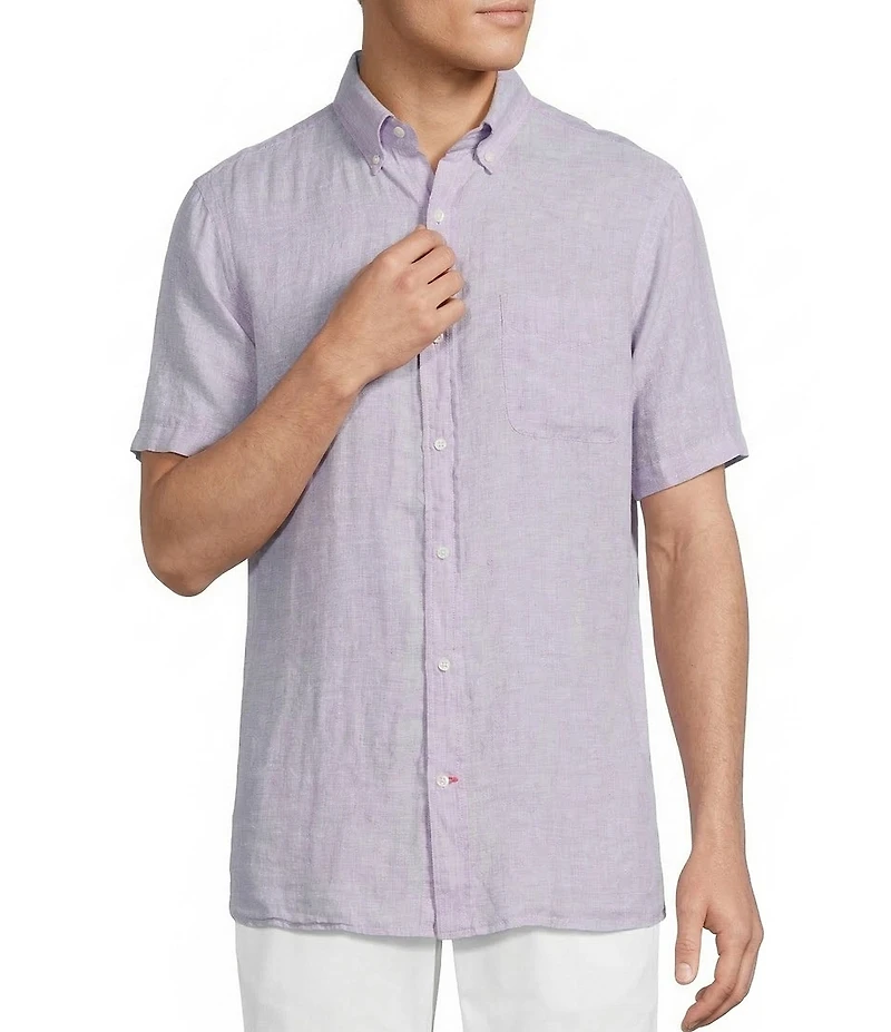 Cremieux Blue Label French Linen Solid Short Sleeve Woven Shirt