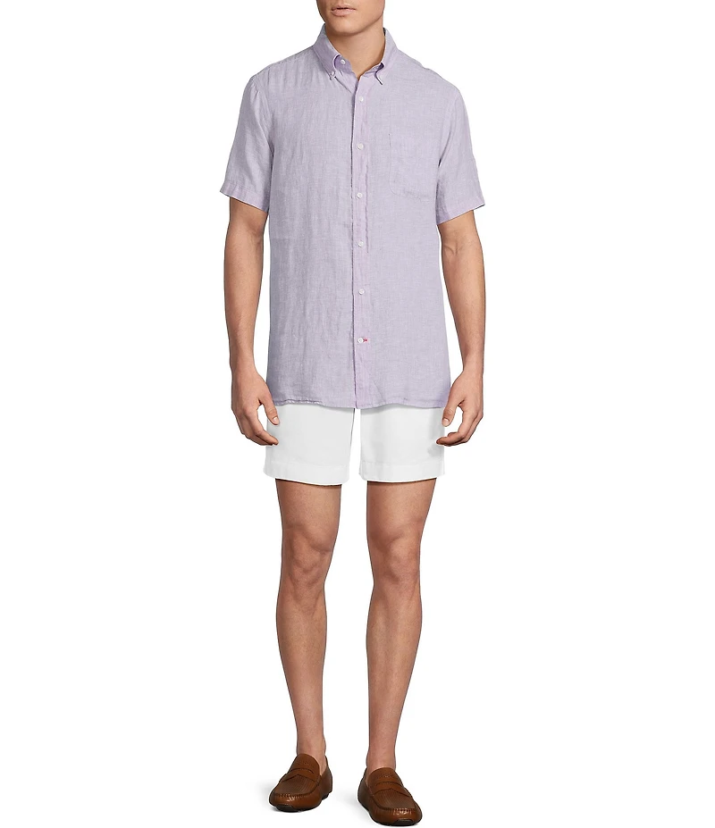 Cremieux Blue Label French Linen Solid Short Sleeve Woven Shirt